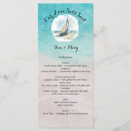 Set Sail Wedding Menu Menükarte (Vorderseite)