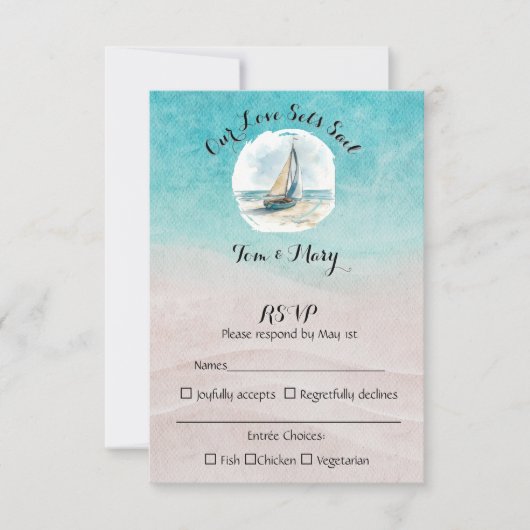 Set Sail Wedding RSVP Karte (Vorderseite)