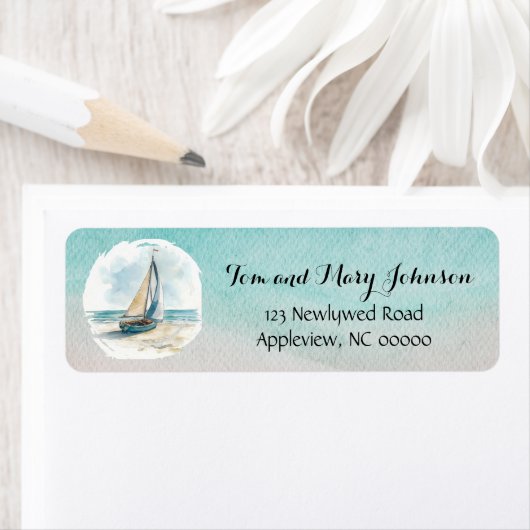 Set Sail Wedding Rücksendeadresse Etikett (Insitu)