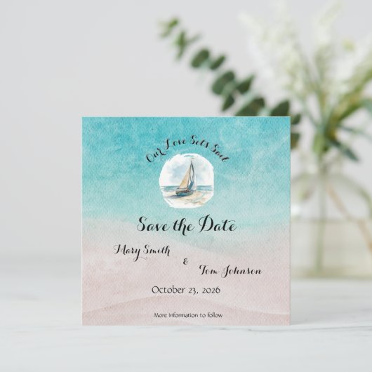 Set Sail Wedding Save the Date (Stehend Vorderseite)