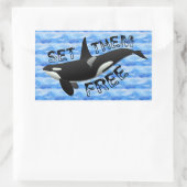 "Set sie frei" Orca Rechteckiger Aufkleber (Tasche)