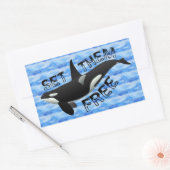 "Set sie frei" Orca Rechteckiger Aufkleber (Umschlag)