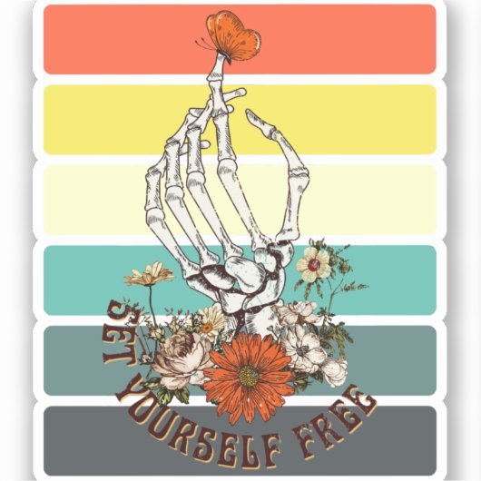 Set Sie selbst frei - Skelett Blume Schmetterling Aufkleber (Vorderseite)