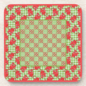 Set Square Untersetzer: Rote Drachen, Grüner Gingh Untersetzer (Vorderseite)