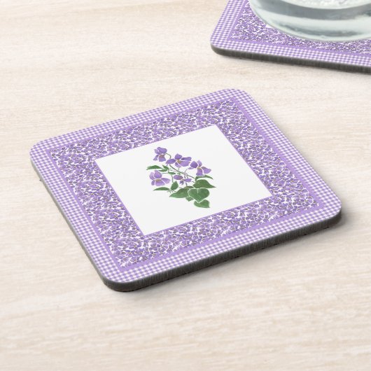 Set Square Untersetzer, Violets und Karo Gingham Untersetzer (Linke Seite)