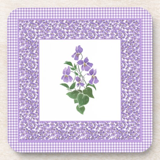 Set Square Untersetzer, Violets und Karo Gingham Untersetzer (Vorderseite)