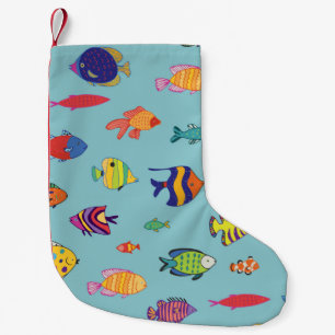 Set tropischer Fische. Näherungsnahes Muster Kleiner Weihnachtsstrumpf