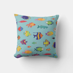 Set tropischer Fische. Zeilennahtloses Muster Kissen