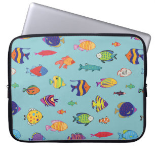 Set tropischer Fische. Zeilennahtloses Muster Laptopschutzhülle