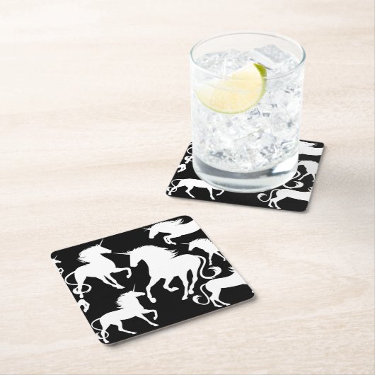 Set Unicorns Rechteckiger Pappuntersetzer (Vor Ort)