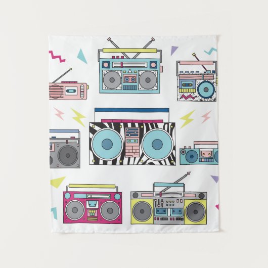 Set verschiedener Vintager Kassettenabspielgeräte. Wandteppich (Vorderseite)