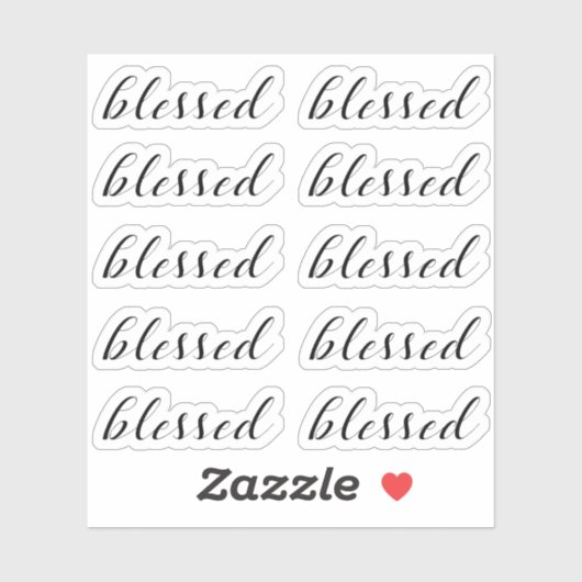 Set von 10 - BLESSED Religious Script Typografy Aufkleber (Blatt)