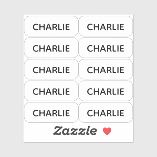 Set von 10 einfachen Labels mit kleinem Namen in a (Blatt)