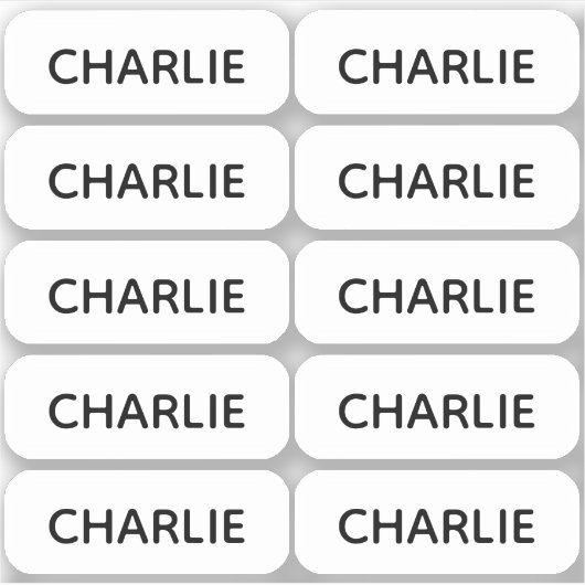 Set von 10 einfachen Labels mit kleinem Namen in a (Vorderseite)