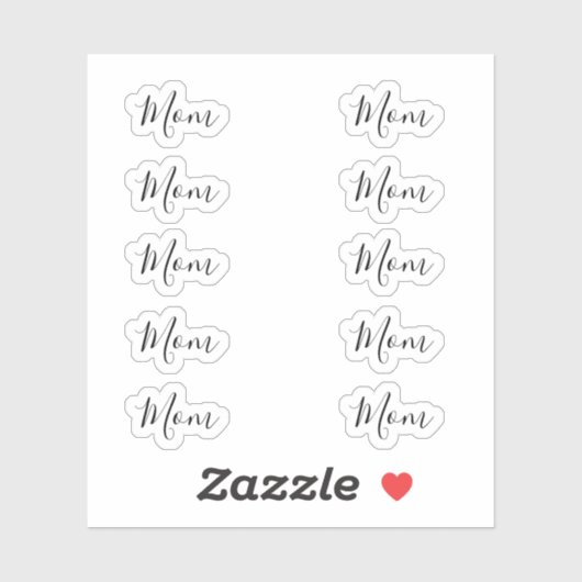 Set von 10 - Elegantes Signaturskript "Mama" Name Aufkleber (Blatt)