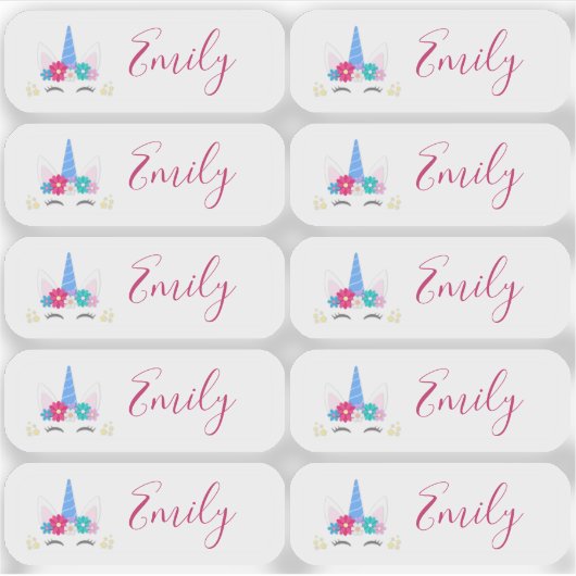 Set von 10 kleinen, transparenten Einhornmarken Aufkleber (Vorderseite)