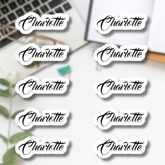 Set von 10 | Kleiner eleganter Skriptname Aufkleber