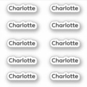 Set von 10 | Kleiner eleganter Skriptname Aufkleber (Vorderseite)