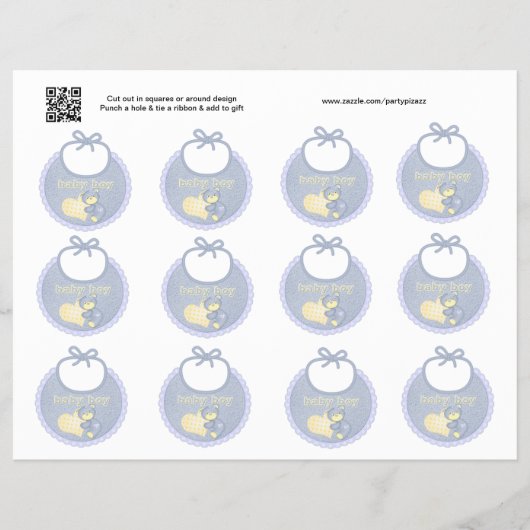 Set von 12 Baby Boy Blue Bib Geschenk oder Gefalle Flyer (Vorne)