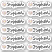 Set von 12 kleinen Whimsical Daisy Name Labels (Vorderseite)