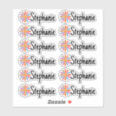 Set von 12 kleinen Whimsical Daisy Name Labels (Blatt)