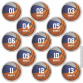 Set von 13 blau-grauen Mannschaftsfarben Basketbal Aufkleber (Vorderseite)