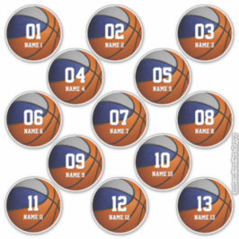 Set von 13 blau-grauen Mannschaftsfarben Basketbal Aufkleber