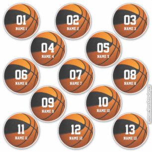 Set von 13 schwarz-orangefarbenen Mannschaftsfarbe Aufkleber