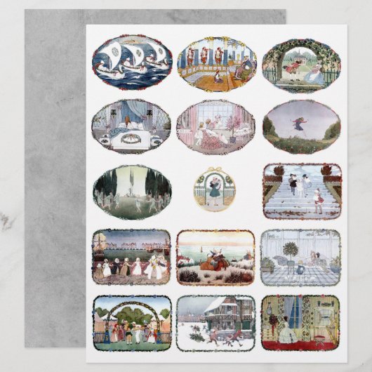 Set von 15 - Collage Sheet zu Kinderbuchbildern (Vorne/Hinten)