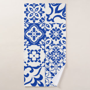 Set von 16 Fliesen Azulejos in blau, weiß. Origina Badehandtuch
