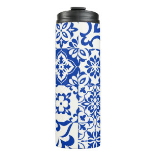 Set von 16 Fliesen Azulejos in blau, weiß. Origina Thermosbecher