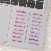 (Set von 18) Girly Transparent Simple Name Sticker