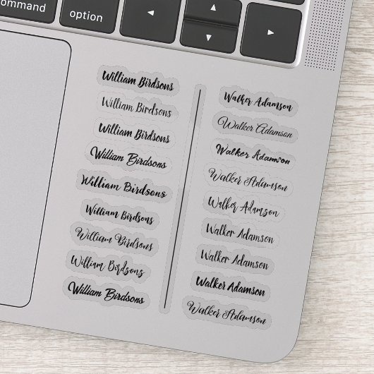 (Set von 18) Schwarz-Transparente Einfache Namensa Aufkleber