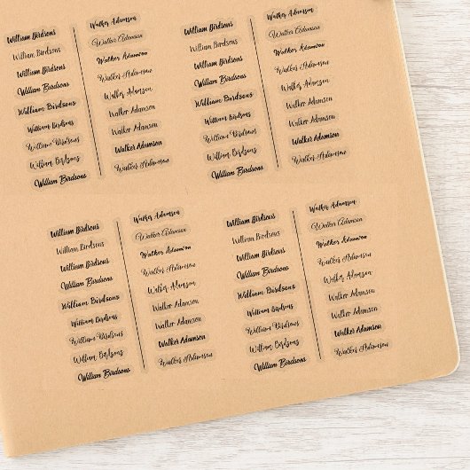 (Set von 18) Schwarz-Transparente Einfache Namensa Aufkleber