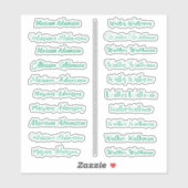 (Set von 20) Mint Transparent Simple Name Stickers Aufkleber (Blatt)