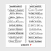 (Set von 20) Schwarz Transparente einfache Namensa Aufkleber (Blatt)