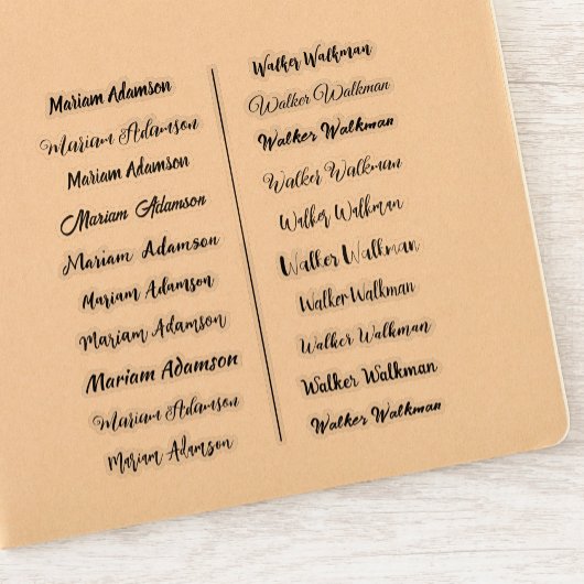 (Set von 20) Schwarz Transparente einfache Namensa Aufkleber