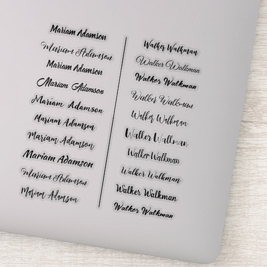 (Set von 20) Schwarz Transparente einfache Namensa Aufkleber