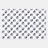 Set von 3 blauen grauen Mannschaftsfarben Basketba Geschenkpapier Set (Vorderseite 3)