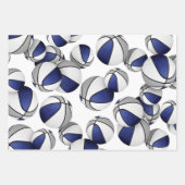 Set von 3 blauen grauen Mannschaftsfarben Basketba Geschenkpapier Set (Vorderseite)