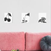 Set von 3 Champagne Cherry Bar Cart Funky Prints (Wohnzimmer)