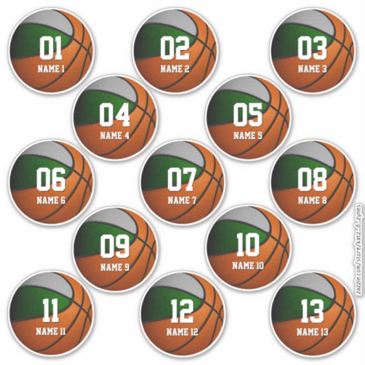 Set von 3 cm grauen Jungs Basketball-Mädchen Aufkleber (Vorderseite)