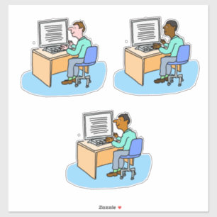 Set von 3 Computerarbeitern. Aufkleber