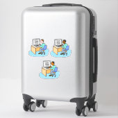 Set von 3 Computerarbeitern. Aufkleber (Koffer)