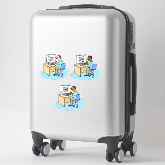 Set von 3 Computerarbeitern. Aufkleber (Koffer)