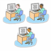 Set von 3 Computerarbeitern. Aufkleber (Vorderseite)