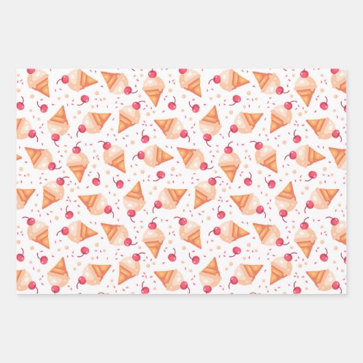 Set von 3 Eiscremekonen Geschenkpapier Set (Vorderseite 3)
