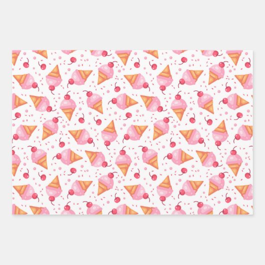 Set von 3 Eiscremekonen Geschenkpapier Set (Vorderseite 2)