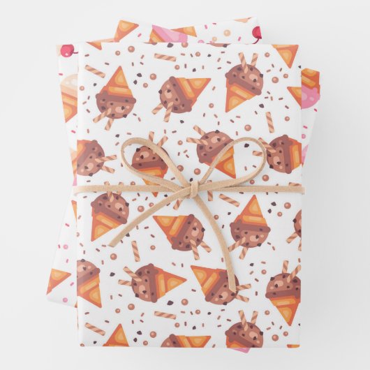 Set von 3 Eiscremekonen Geschenkpapier Set (Beispiel)