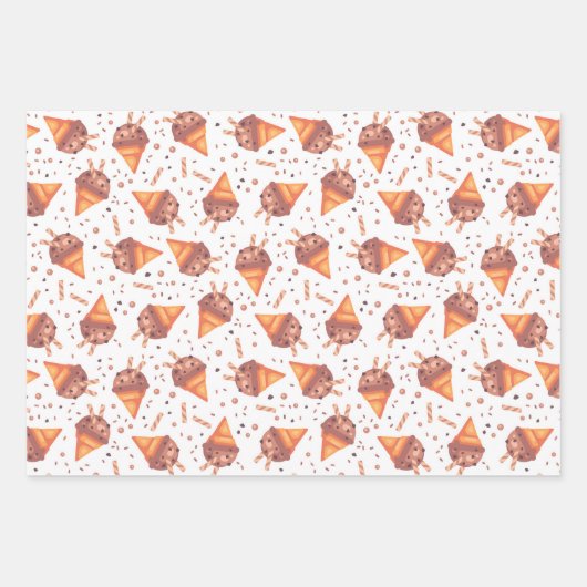 Set von 3 Eiscremekonen Geschenkpapier Set (Vorderseite)